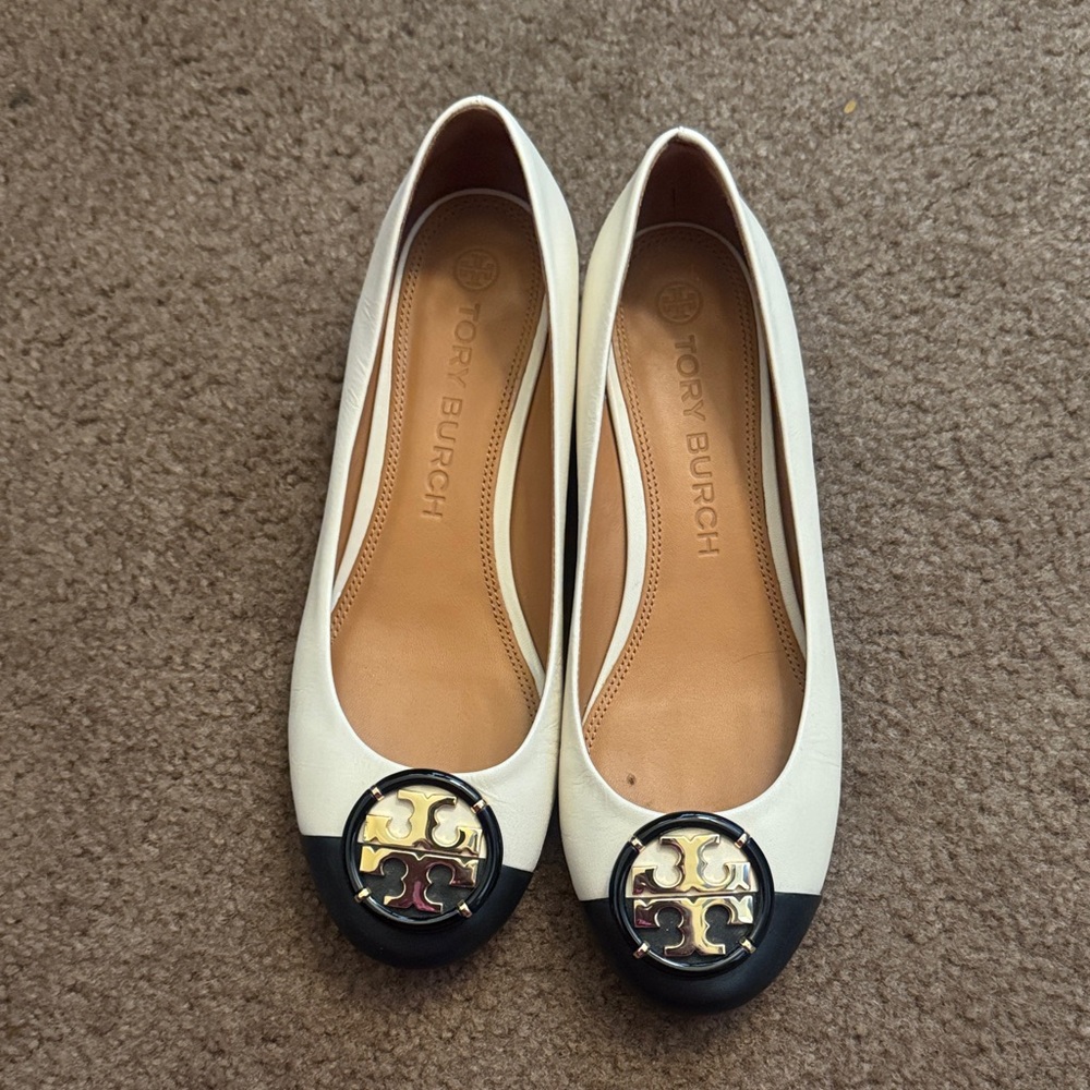 Tory Burch Cream and Black Loafers